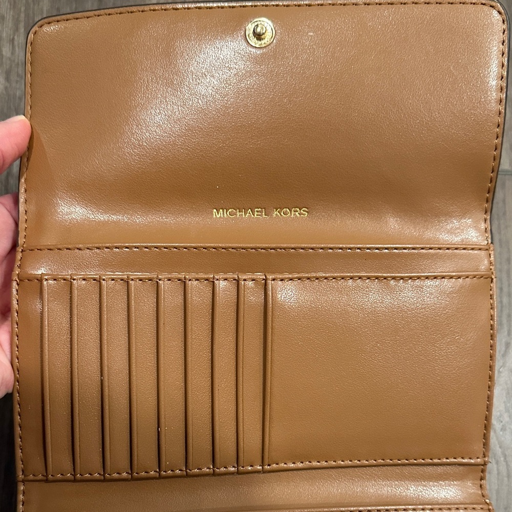 Michael Kors Tan and Brown Signature Flap Wallet - Picture 2 of 5